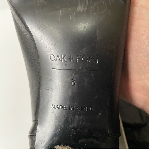 OAK + FORT Black Leather Ankle Boot Block 2” Heel Square Toe 4009 Size 8 - Picture 10 of 12